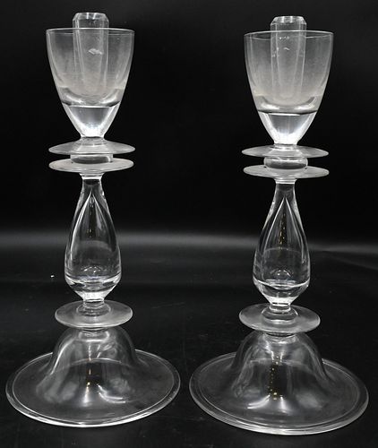 PAIR STEUBEN CRYSTAL
