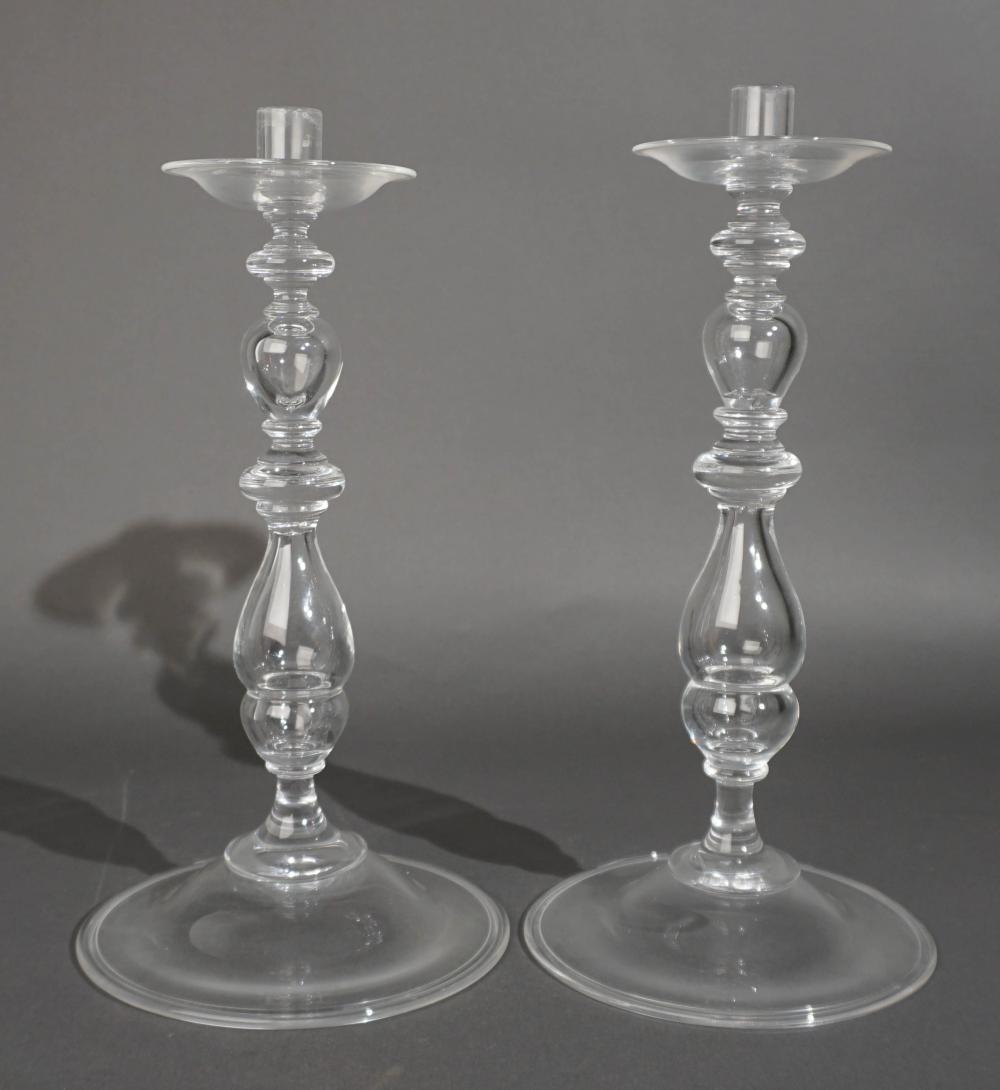 PAIR STEUBEN CRYSTAL PILLAR