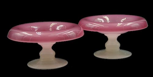 PAIR STEUBEN ROSALINE ALABASTER