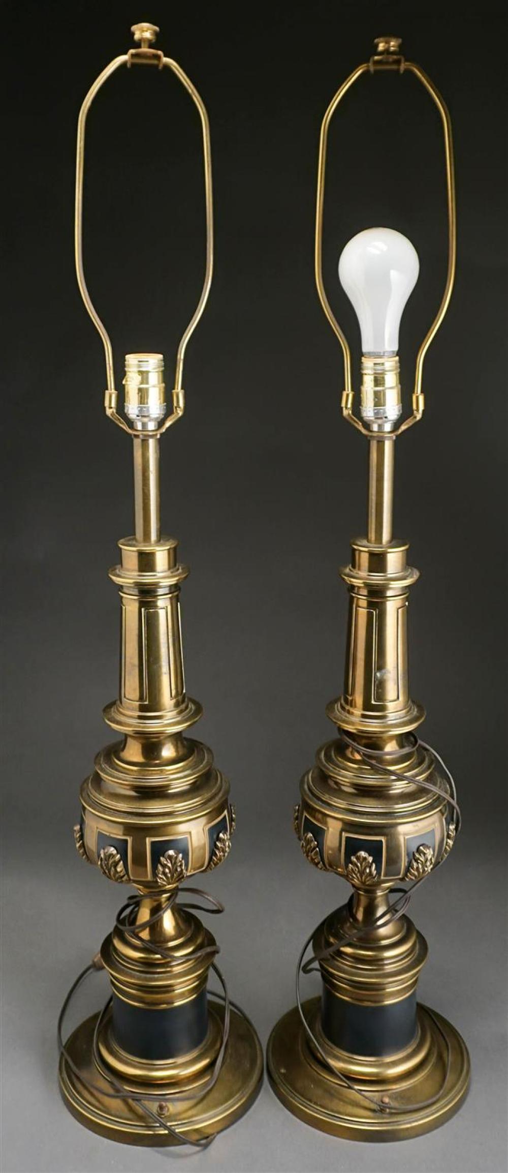 PAIR STIFFEL BRASS TABLE LAMPS,