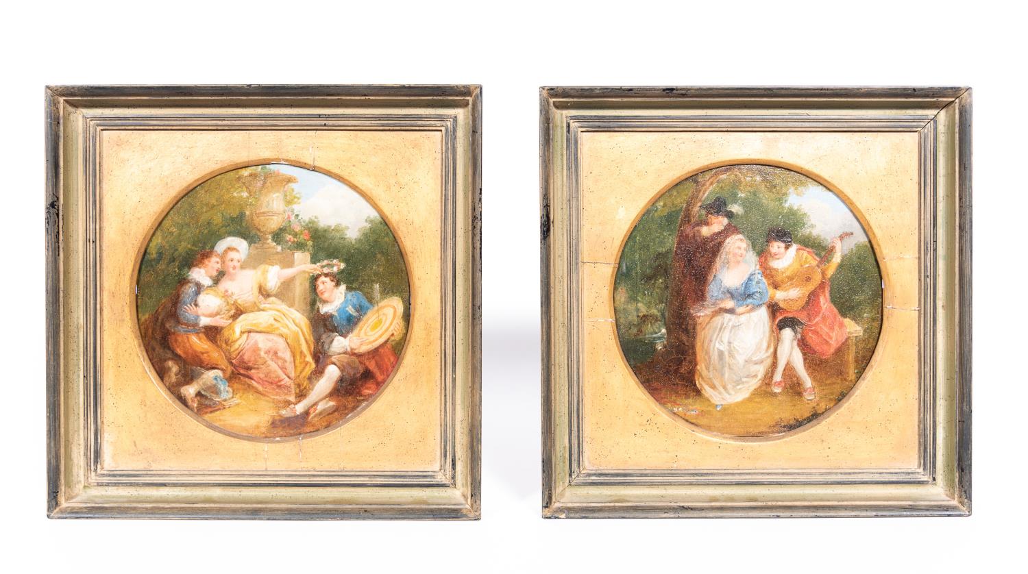 PAIR, STYLE OF FRAGONNARD OILS,