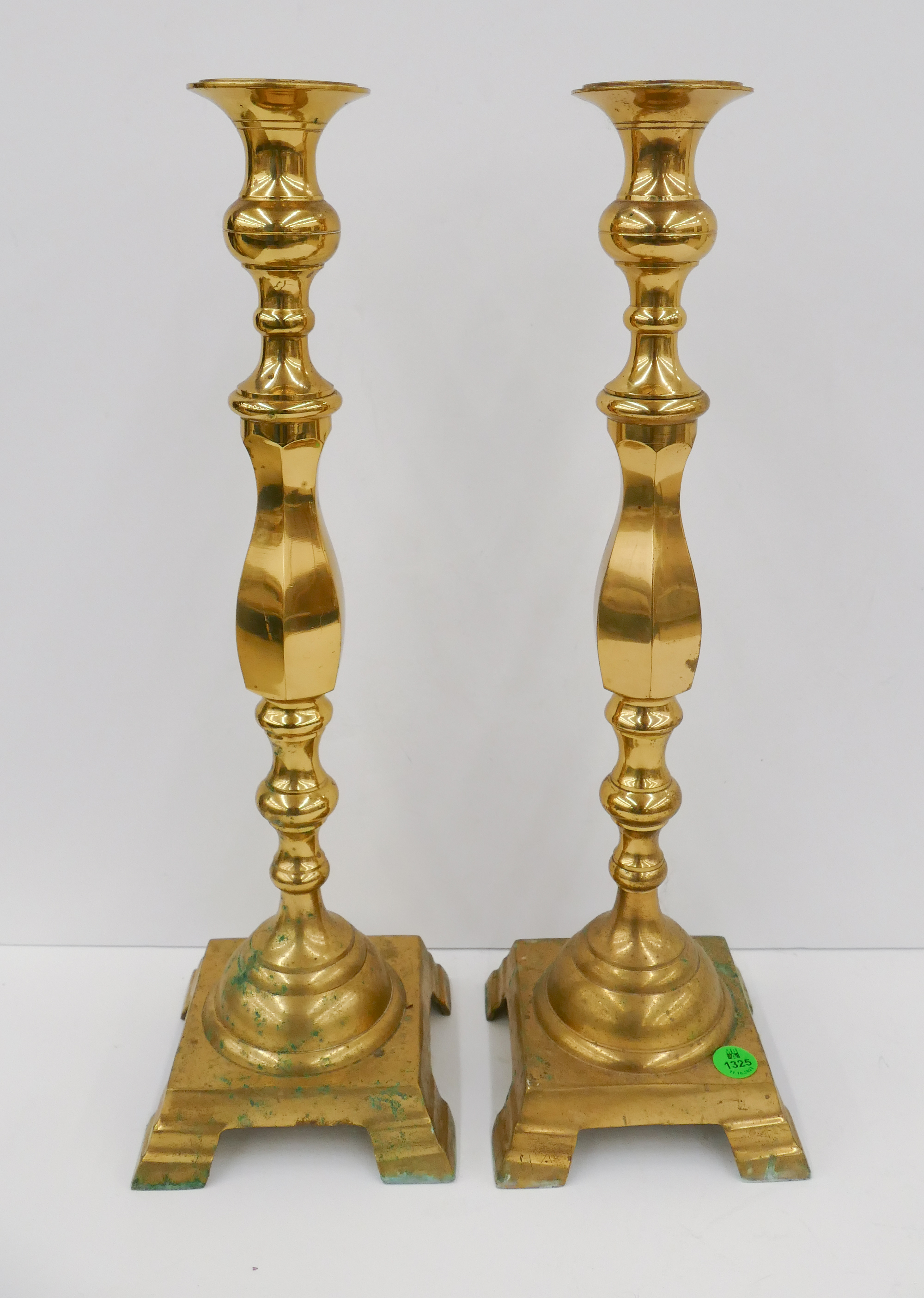 Pair Tall Brass Candlesticks-