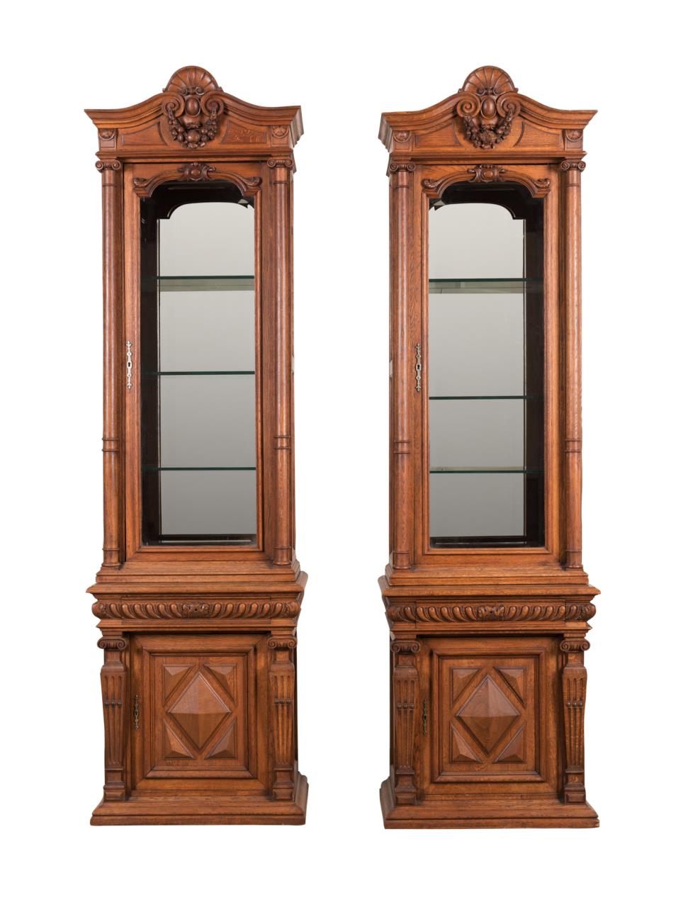 PAIR TALL CARVED FRENCH OAK