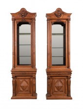 PAIR TALL CARVED FRENCH OAK VI