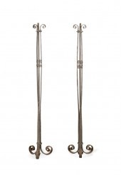PAIR TALL FRENCH IRON SCROLLIN
