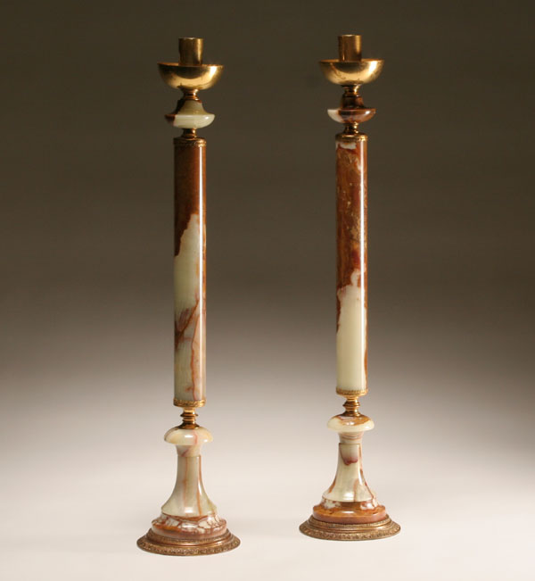 Pair tall onyx ormolu mounted