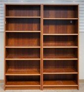 PAIR TEAK FINISH OPEN BOOKSHEL