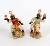 PAIR TERRACOTTA BLACKAMOOR NUB
