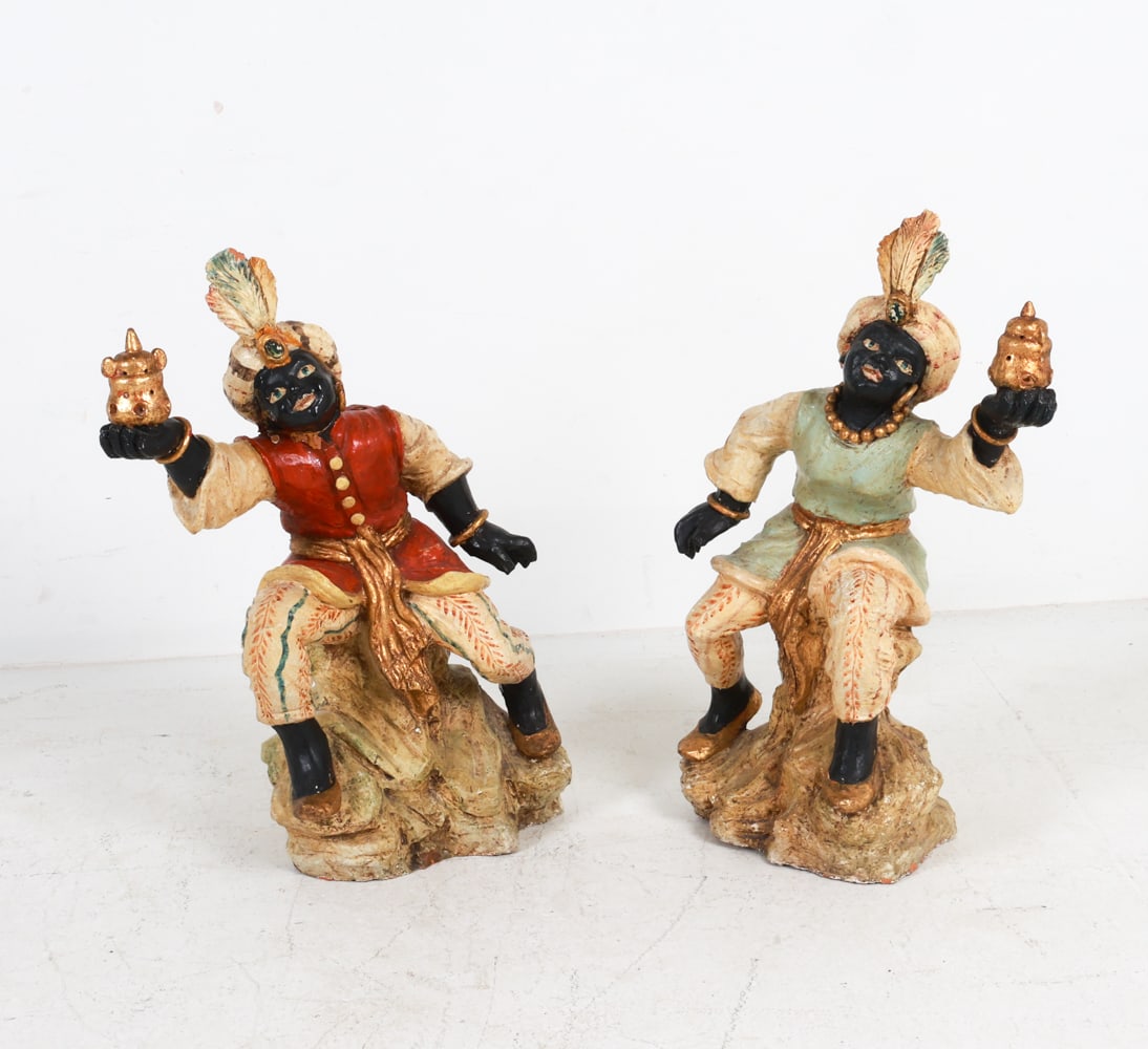 PAIR TERRACOTTA BLACKAMOOR NUBIAN