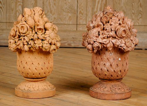PAIR TERRACOTTA FLOWER BASKETS