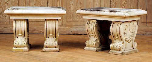 PAIR TERRACOTTA GARDEN BENCHES
