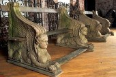 PAIR TERRACOTTA GARDEN BENCHES