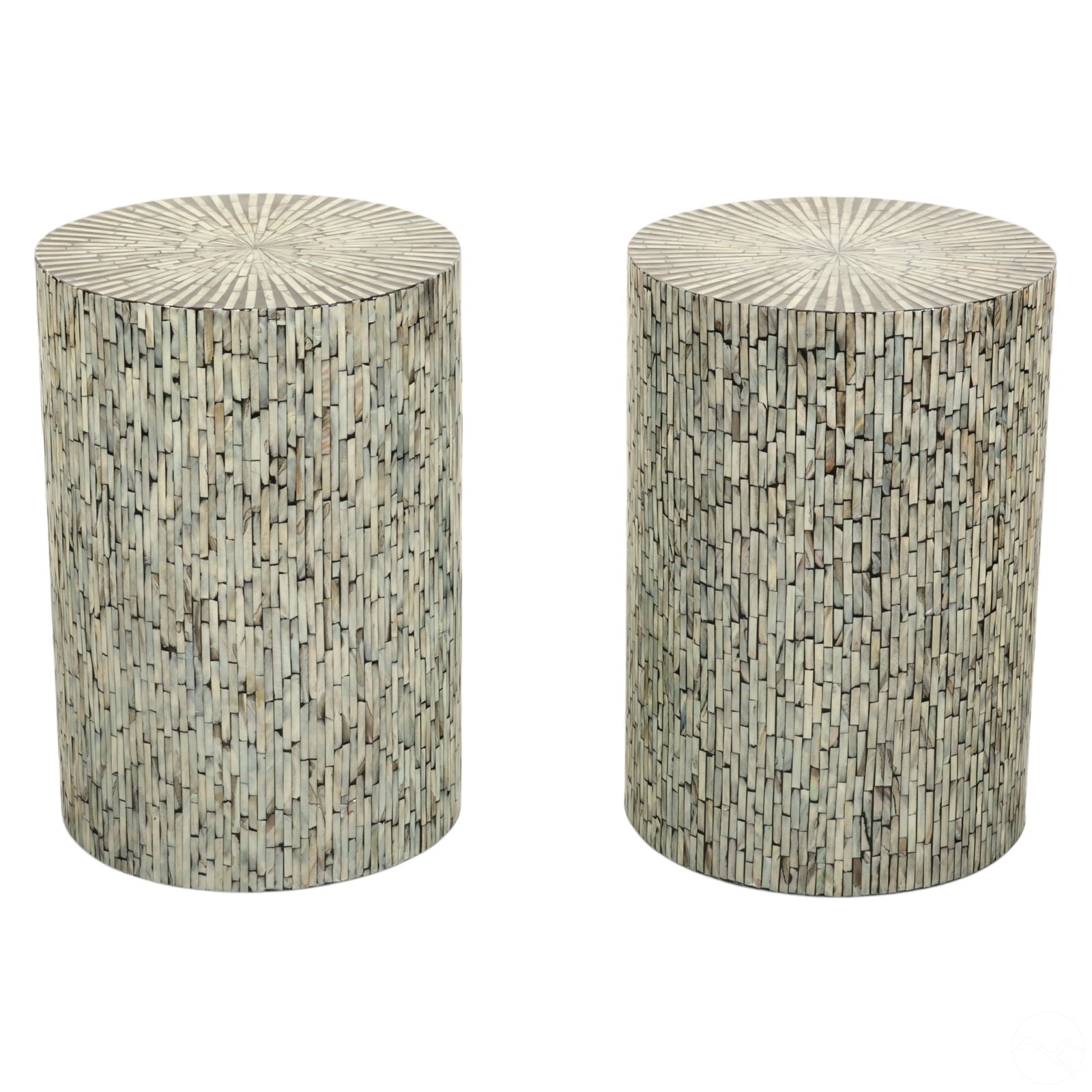 PAIR TESSELLATED MOTHER-OF-PEARL