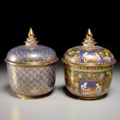 PAIR THAI BENJARONG PORCELAIN