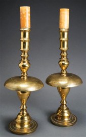 PAIR THAI BRASS TEMPLE CANDLES