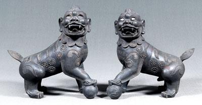 Pair Thai bronze guardian