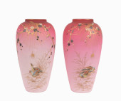 PAIR, THOMAS WEBB PEACHBLOW GL