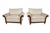 PAIR THOMASVILLE UPHOLSTERED O