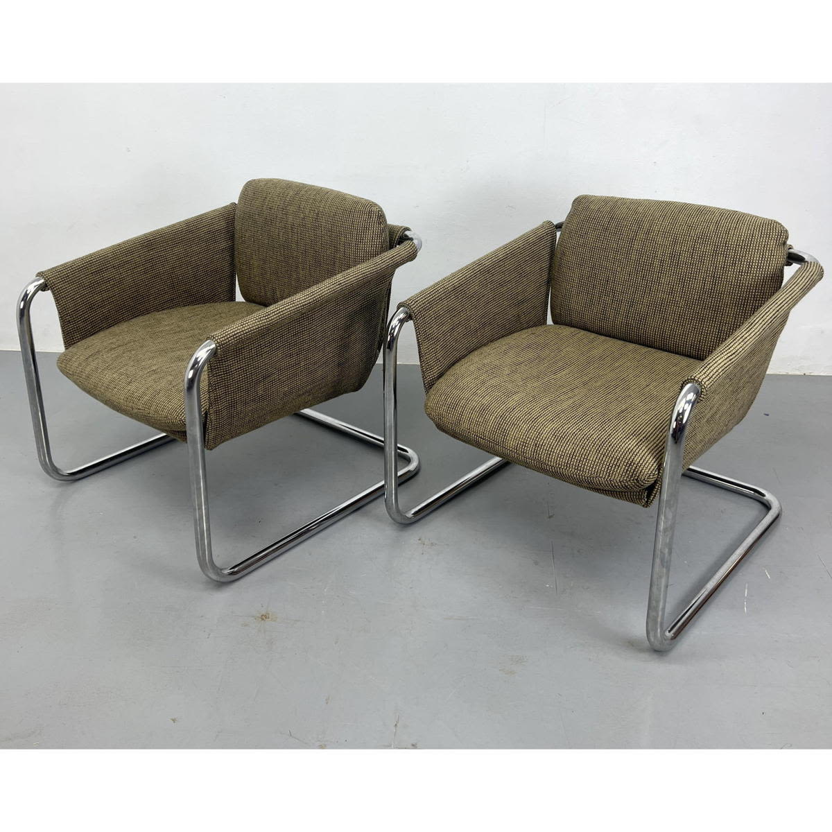 Pair Thonet Chrome Tube Lounge