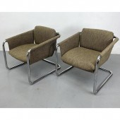 Pair Thonet Chrome Tube Lounge