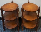 PAIR THREE TIER MAHOGANY SIDE