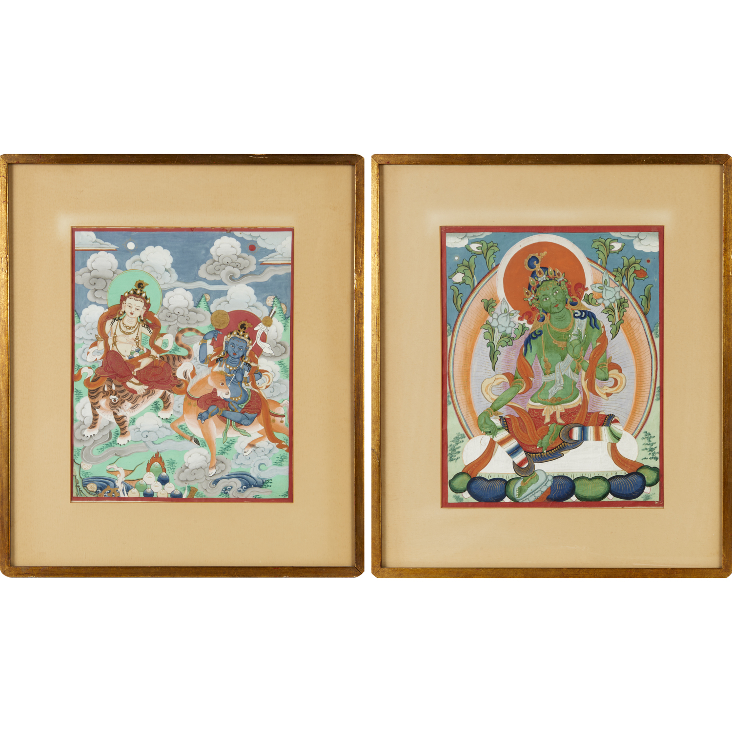 PAIR TIBETAN BUDDHIST THANGKA