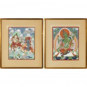 PAIR TIBETAN BUDDHIST THANGKA