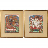 PAIR TIBETAN BUDDHIST THANGKA