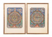 PAIR TIBETAN THANGKAS ON SILK,