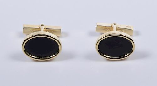PAIR TIFFANY 14K ONYX CUFFLINKSPair