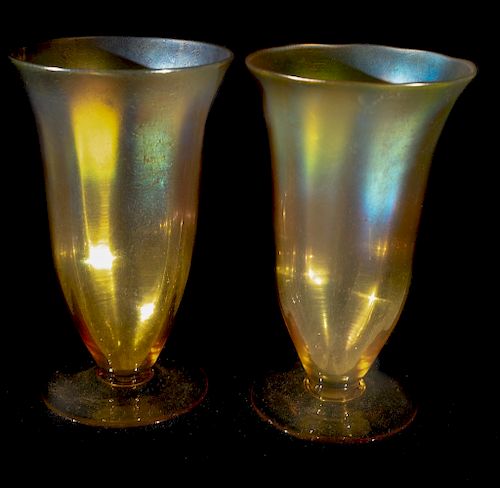 PAIR TIFFANY FAVRILLE ART GLASS