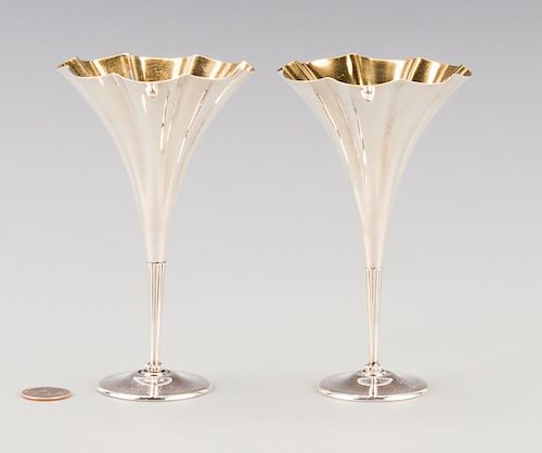 PAIR TIFFANY STERLING TRUMPET