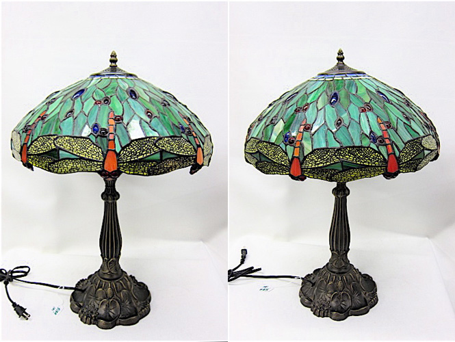 PAIR TIFFANY STYLE DRAGON FLY TABLE
