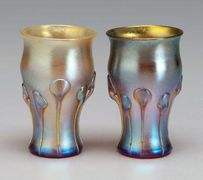 Pair Tiffany tumblers: iridescent