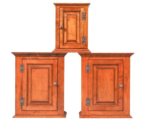 PAIR TIGER MAPLE CABINETSPair of
