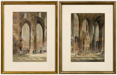 Pair T.M. Rooke watercolors (Thomas