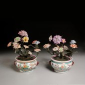 PAIR TOLE AND PORCELAIN MENNEC