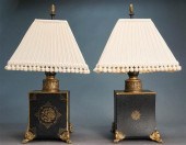 PAIR TOLE CHINOISERIE DECORATE