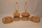 PAIR TRAMP POPSICLE STICK LAMP