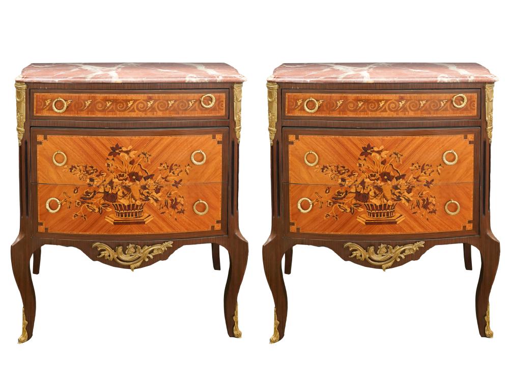 PAIR TRANSITIONAL MARBLE-TOP