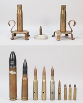 PAIR TRENCH ART CANDLESTICKS &
