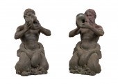 PAIR TRITON W/ CONCH BRONZE FO