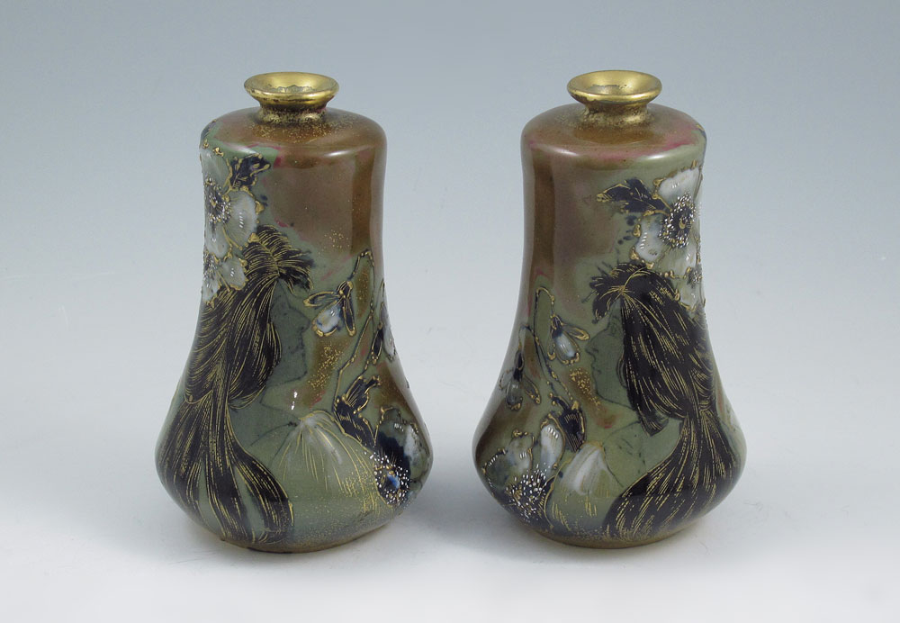 PAIR TURN TEPLITZ PORTRAIT VASES: