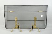 PAIR TURNED BRASS ANDIRONS W/F
