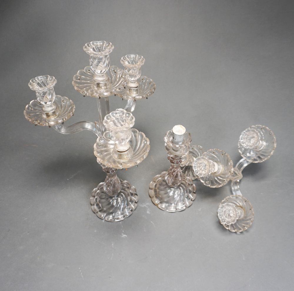 PAIR TWISTED AND MOLDED GLASS