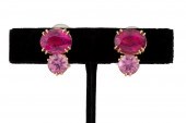 PAIR TWO TONE TOURMALINE & 18K