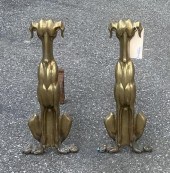 PAIR UNIQUE BRASS CANINE FORM