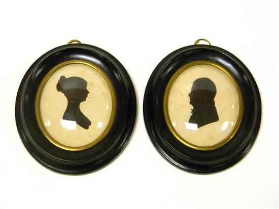 Pair unsigned oval silhouettes 