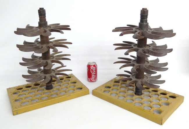 Pair unusual metal sculptures. 20''