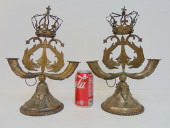 PAIR UNUSUAL SILVER-PLATED CAN